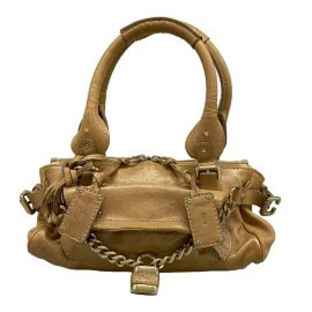 Chloe Paddington Shoulder Bag Chain Beige Cream Leather